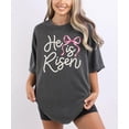 thumbnail image 3 of He Is Risen Christian Shirt for Women - Pearl Bow Easter Faith Graphic Tee Pepper Shirt Adult Large, 3 of 7