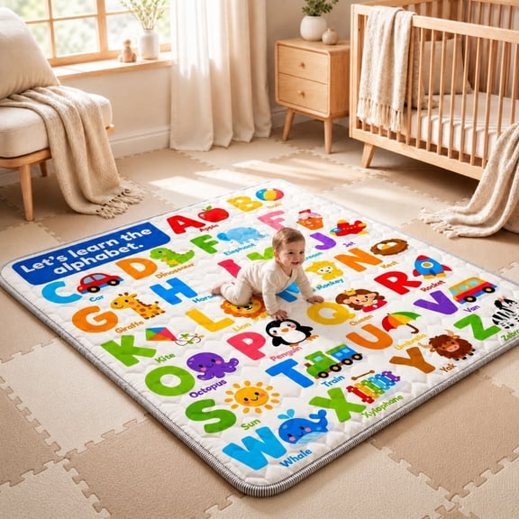 Easy4Home Large Baby Play Mat for Infants & Toddlers, 50"x50" Crawling Mat, Foldable Non-Slip Floor Playmat