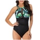 thumbnail image 1 of Gibobby Trajes de Baño Mujer Neck Ruched Women Mesh V Escote uno Pieza Alta Monokini Swimwear Swimswear Tankinis Set(Verde,G), 1 of 5