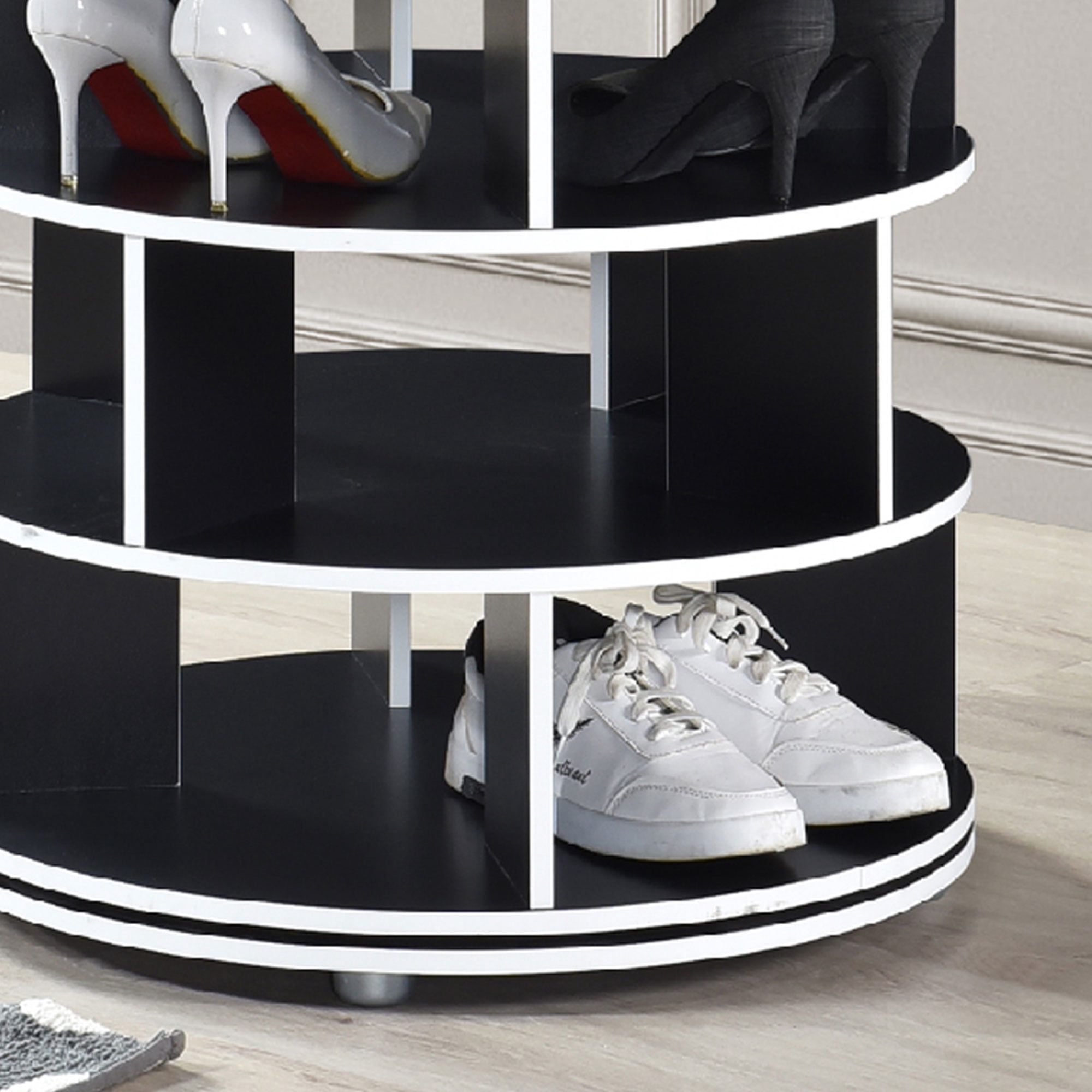 Kings Brand Furniture Revolving Shoe Rack, Spinning Shoe Rack Tower, 360° Revolving Shoe Storage Organizer for Closet Entryway Bedroom Hallway (Black, 5-Tier)