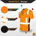 thumbnail image 2 of KwikSafety (Charlotte, NC) ENGINEER Short Sleeve Safety Shirt (Y-Neck Zipper w/POCKET) Class 2 ANSI OSHA Custom High Visibility Reflective Tape Construction Security HiViz Clothing Men | Orange Large, 2 of 7