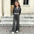 thumbnail image 4 of ECHFIPROM Big Girls Fall Outfit Long-Sleeve Hooded Pullover Top and Pants Sports Casual 2 Piece Set Age 1-14 Years,Dark Gray,5-6Years, 4 of 6
