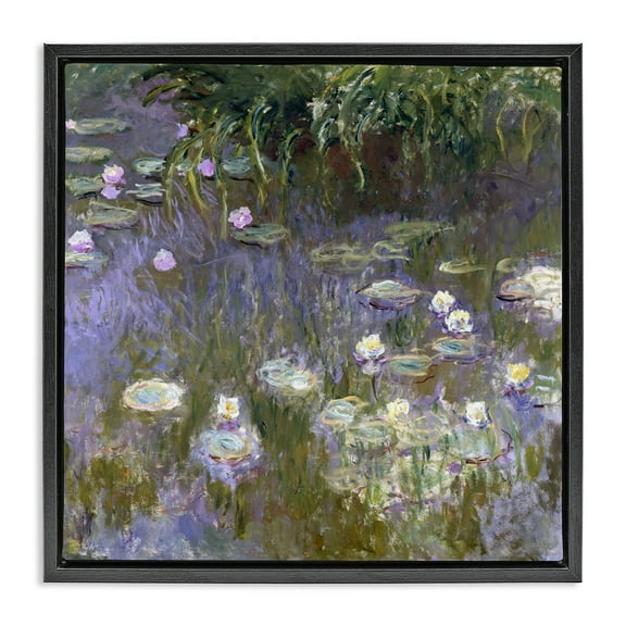Stupell Industries Classical Water Lilies Monet Landscape & Nature Painting Black Floater Framed Canvas Art Print Wall Art, 18 x 18