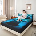 thumbnail image 4 of Homewish Video Game 4pcs Bed Sheets for Female Men Adults,Gamer Gamepads King Sheets,Black Blue Super Cozy Sheet Set,Microfiber Bedroom Decor, 4 of 7