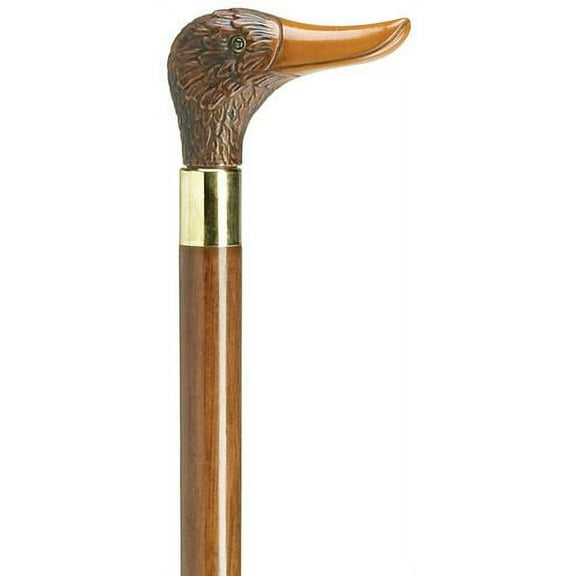 Walking Cane Ladies Translucent Brown Duck handle Brown hardwood shaft