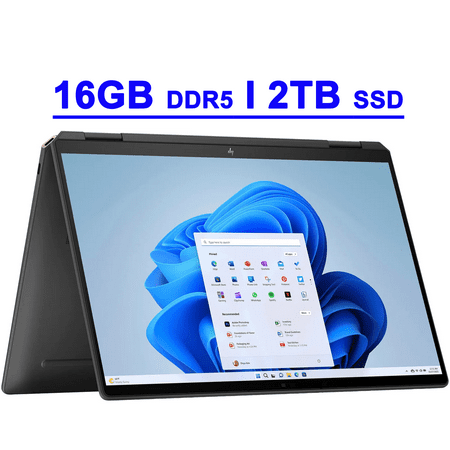 HP Spectre x360 Premium 2-in-1 AI PC Laptop 14" 2.8K OLED Touch (HDR 500nits, 100% DCI-P3) Intel 16-core Ultra 7 155H 16GB DDR5 2TB SSD Backlit Fingerprint Thunderbolt4 IR Camera Win11 Black