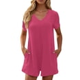 thumbnail image 4 of Traje Corto de Cuello en V para las Mujeres Color Sólido Atlético con Bolsillos, Poliéster, 4 of 9