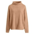 thumbnail image 2 of Sweaters for Women Turtleneck 2026 Knitted Warm Pullover Light Long Sleeve Elegant Soft Sweater Khaki 2XL, 2 of 6