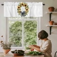 thumbnail image 5 of Sunflower Bow Window Valance Curtain Watercolor Flower Rod Pocket Short Curtain for Living Room, Bedroom & Kitchen Window Decor 54x18in, 5 of 8