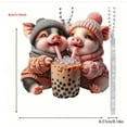 thumbnail image 2 of Cute Car Accessories,Acrylic Two Little Pigs Drinking Milk Tea Pendant Car Rearview Mirror Decoration Pendant Backpack Keychain Accessories,Keychains for Backpacks,Mirror for Car, 2 of 7