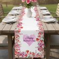 thumbnail image 4 of Mother's Day Table Runner 72 Inches, Spring Watercolor Flowers Purple Love Heart Bed Runner Dresser Scarves Tabletop for Indoor Outdoor Parties/Ceremony/Banquet, 18" x 72", 4 of 9