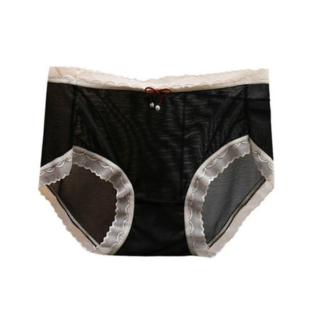 OJSFQUFP Women s Hipster Panties Black Traceless Feel Ultra Thin Transparent Silk Smooth Underwear for Women Pure Cotton Mid Waist Transparent Triangle Pants XL