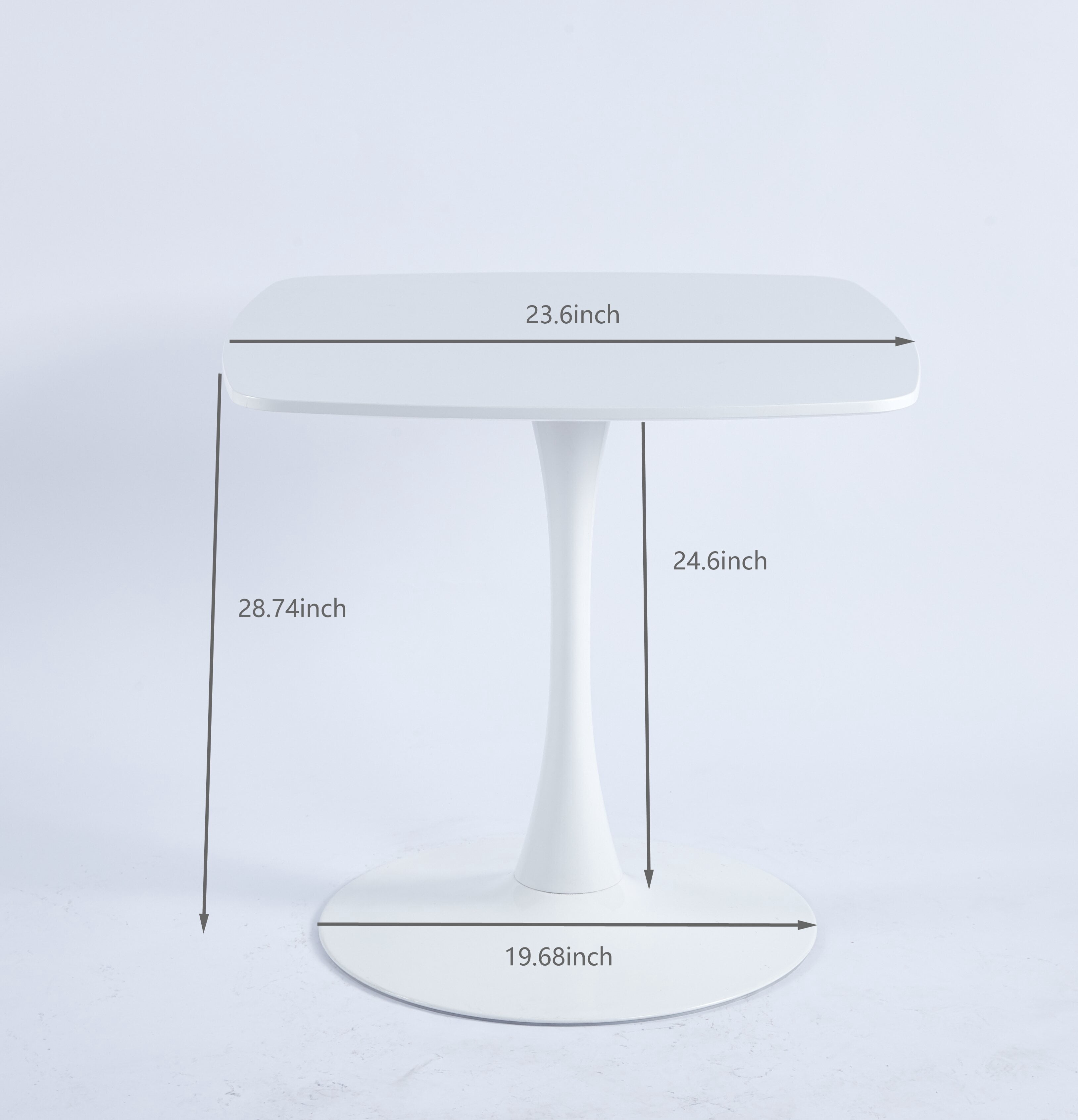 Euroco 23.6" Small Dinning Table for 2 ,Mid-Century Tulip Table with Metal Pedestal Base,Modern Leisure Table for Small Space Kitchen Dining Room,White