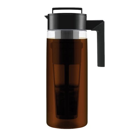 durable Cold Brew Tritan Plastic Coffee Maker Pitcher with Airtight Lid 2 Quart Black