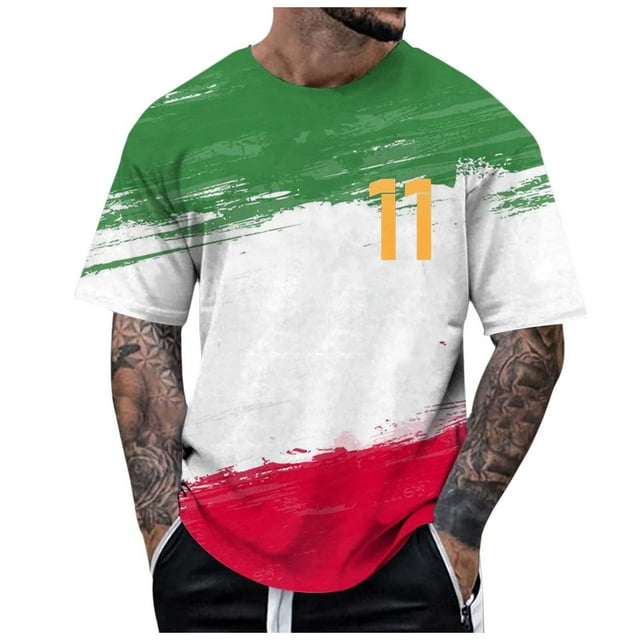 Xdzjlr T-Shirts pour Hommes, T-Shirt de Sport Italien à Imprimé, Col Rond, Soccer, Chemise Élégante pour Homme, TG
