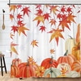 thumbnail image 2 of Pumpkin Autumn Shower Curtain Set with Hooks Fall Thanksgiving Harvest Bathroom Bathtubs Decor Durable Polyester Fabric 72"x72", 2 of 7