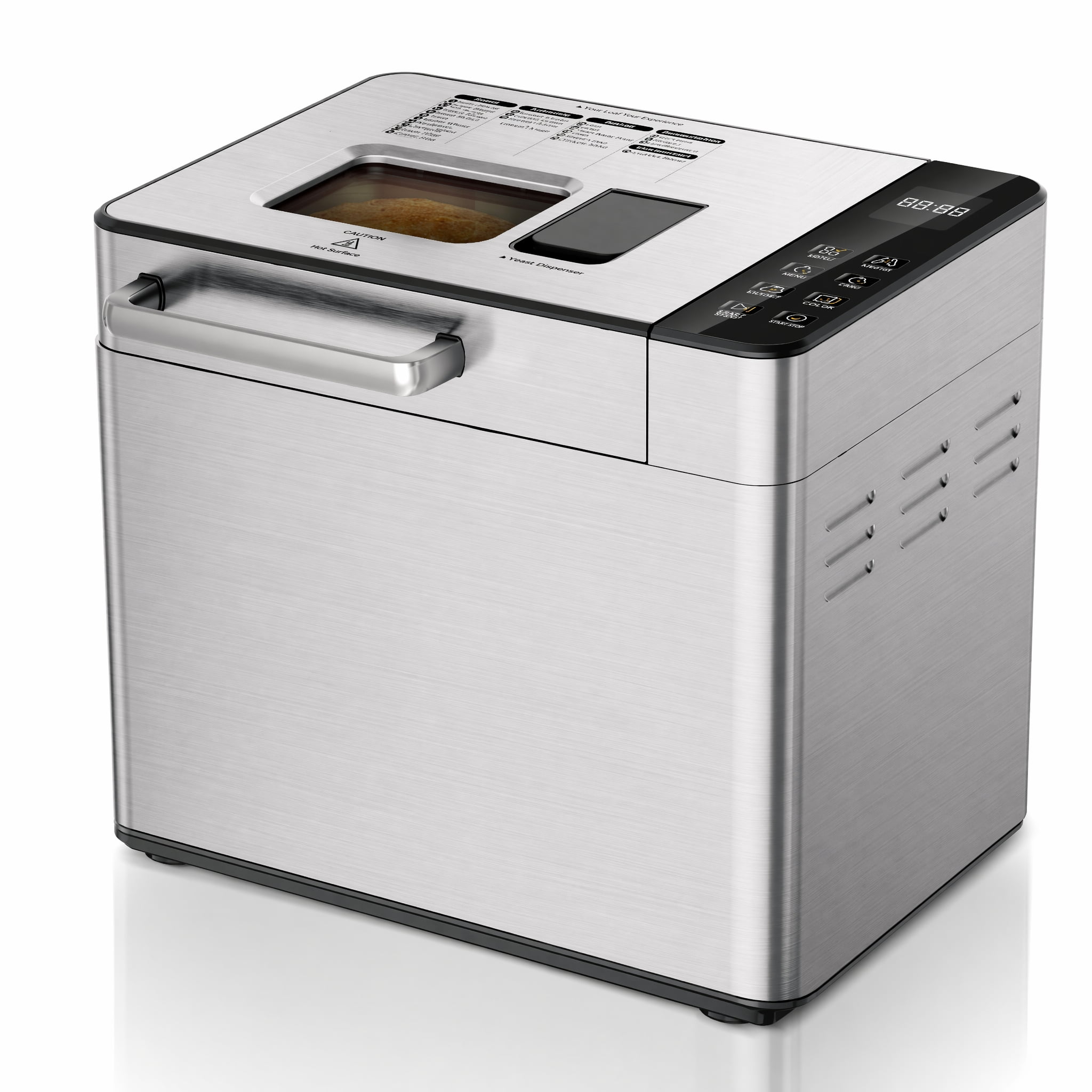 Simzlife 2 Lb Automatic Bread Maker, 25 Programs, Gluten-Free Setting, Viewing Window, Quiet Motor, Stainless Steel