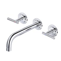 Double Handle Wall Mounted Bathroom Faucet with Rough-in Valve Included in Solid Brass Polished Chrome