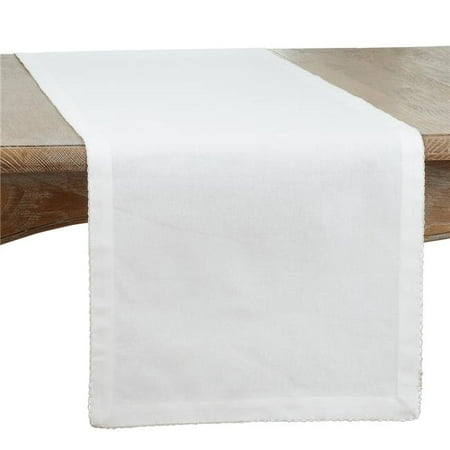 

Saro Lifestyle 1442.S16120B 16 x 120 in. Whip Stitched Oblong Table Runner Silver Stripe