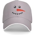 thumbnail image 1 of Snowman Face Hat Adjustable Funny Sandwich Baseball Cap Curved Visor Men Women, 1 of 6