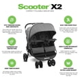 thumbnail image 5 of Joovy Scooter X2 Cochecito doble lado a lado con bandejas dobles para refrigerios, plegado con una sola mano, asientos reclinables en múltiples posiciones, reposapiernas ajustables y almacenamiento en, 5 of 5