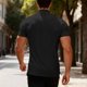 thumbnail image 5 of Blusa y camisa de manga corta con cuello alto para hombre, color liso, informal, a la moda, de manga corta, con cuello alto, capa base, blusa de poliéster para hombre, 5 of 9