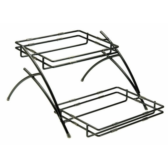HUBERT® ARCtistic Collection 2-Tier Flint Metal Serving Stand -  15 7/8"L x 22"W x 9 3/4"H