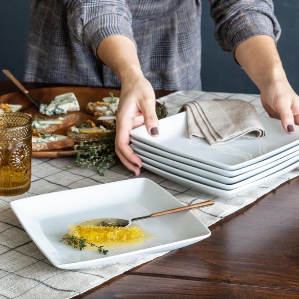 Better Homes & Gardens Porcelain Coupe Square Salad Plates, Set 6