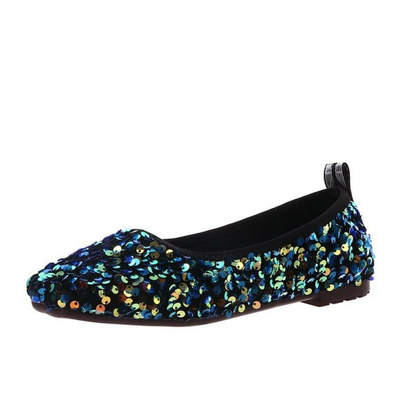 Women's Sequined Flat Ballerina Shoes Slip On Comfortable Low Heel Flats Party Wedding Bridal Shoes Multicolor 36