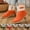 Khaki, variant on Womens Low Heel Ankle Boots Suede Mid Calf Boots Retro Heel Side Zipper Booties For Casual Outfit Ankle Boots Winter Warm Orange, 7