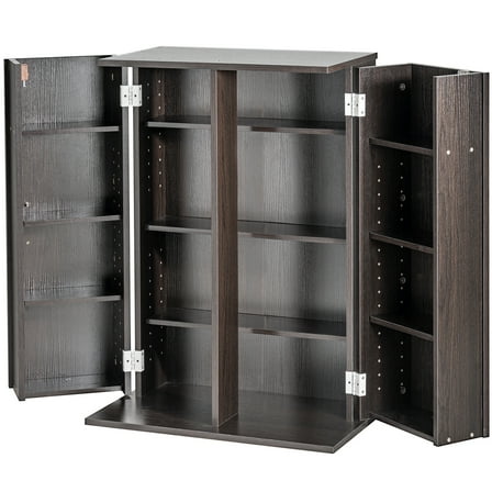 SKYSHALO Multimedia Storage Cabinet, Espresso Finish, with Door and Adjustable Shelving, Accommodates 576 CDs, Ideal for Organizing CDs, DVDs, and Video Game Collections