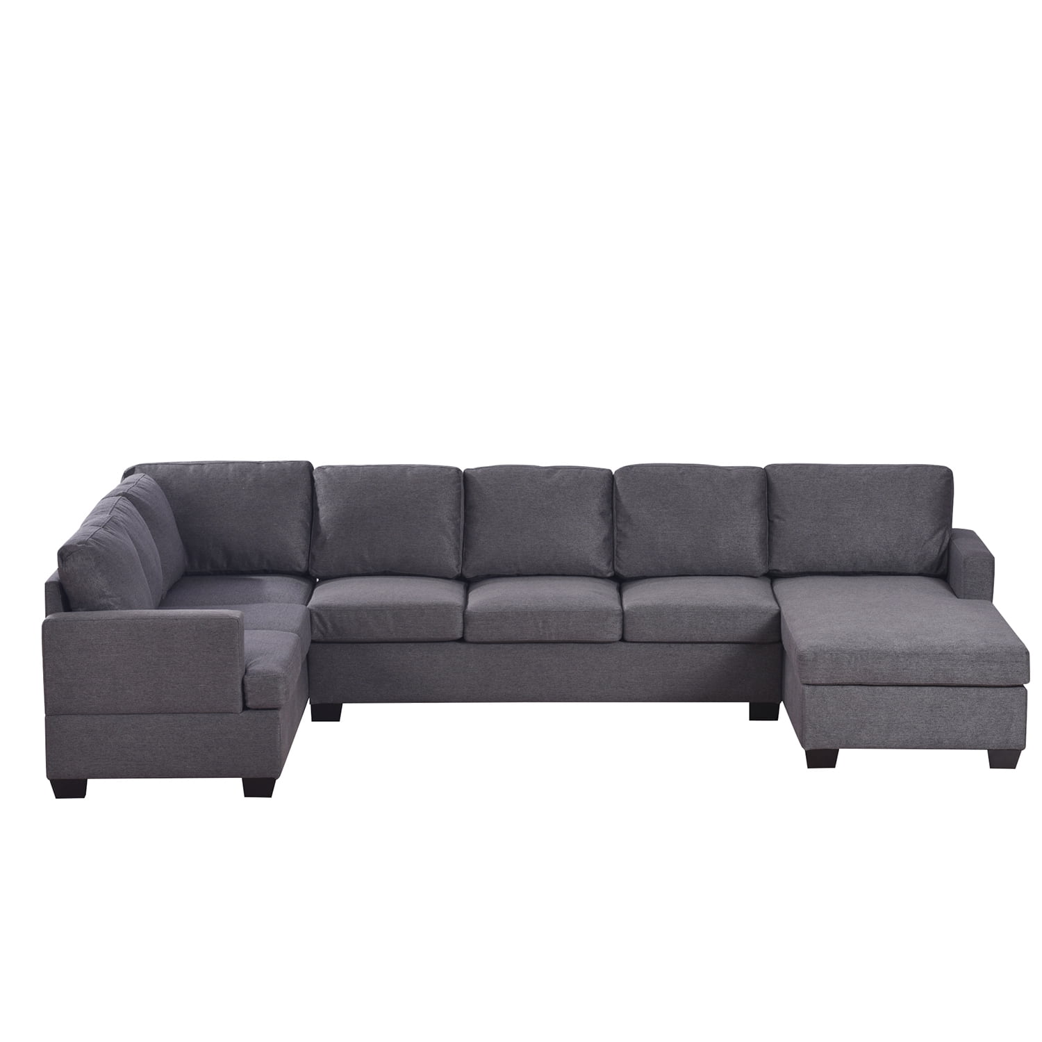 Kadyn Large Upholstered U-Shape Sectional Sofa, Modern Sofa Couch with Solid Wood Legs, Polyester Couch for Apartment, Gray Kadyn Large Upholstered U-Shape Sectional Sofa, Modern Sofa Couch with Solid Wood Legs, Polyester Couch for Apartment, Gray