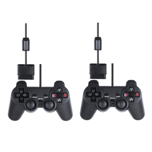2Pcs Set PS2 controller Dual-Vibration Joystick Gamepad Wired Game Control For console video game PS2 1