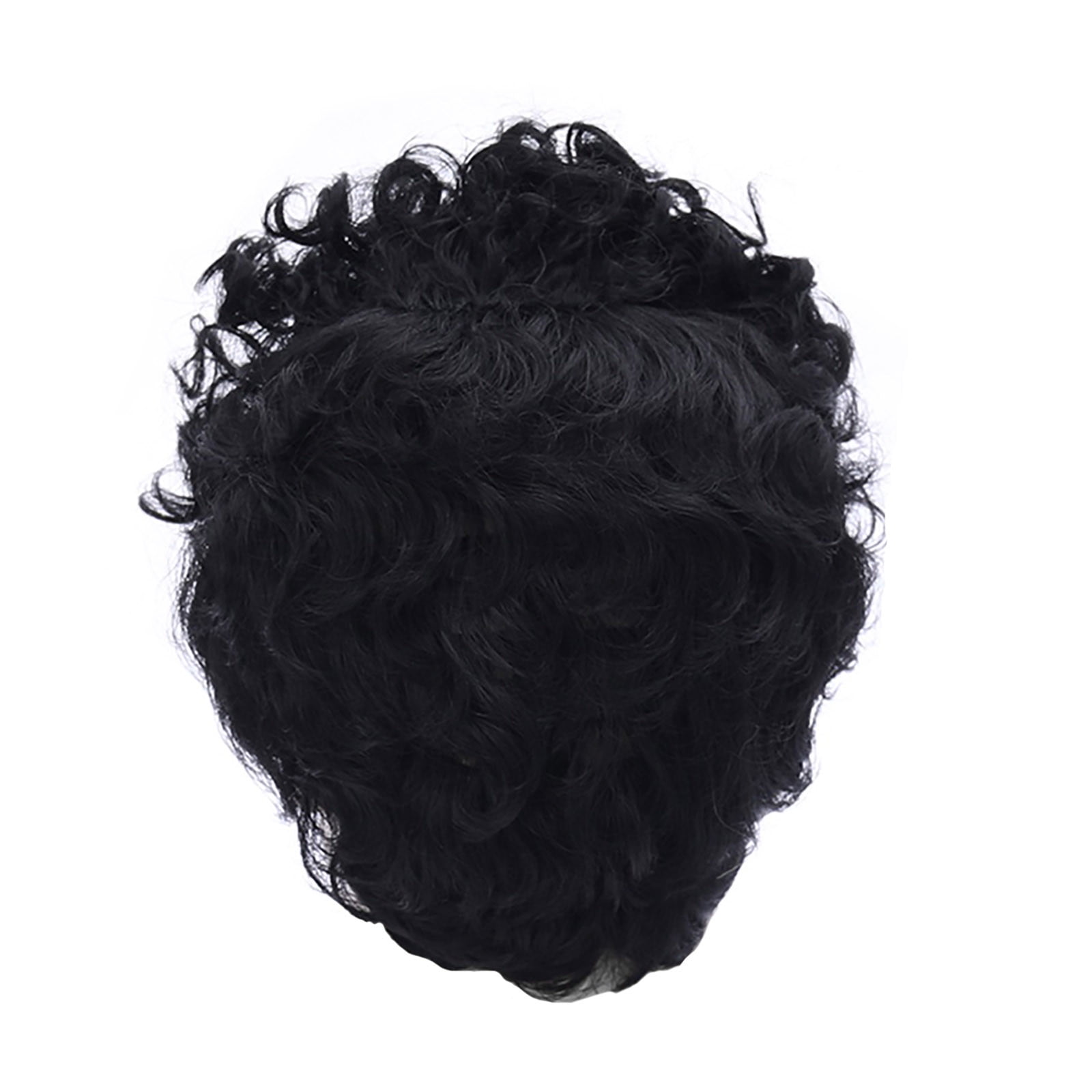 Wig Men's Short Curly Hair Black Chemical Fiber Wig Hair Cover 