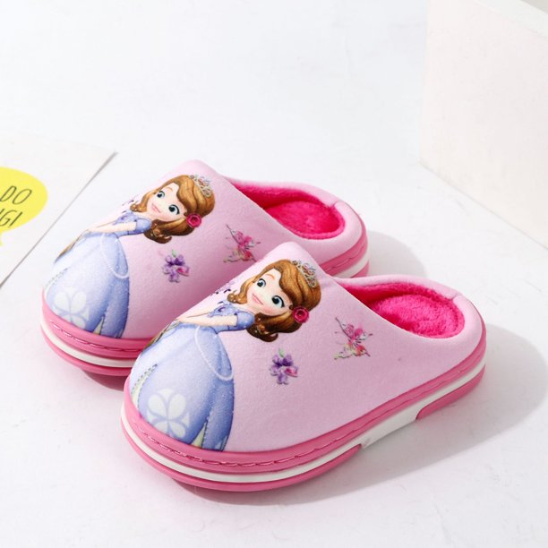 Zapatos de princesas congeladas de dibujos animados de Disney, zapatillas de algodón antideslizantes cálidas para bebés y estudiantes de invierno, plantilla de 230-20CM Gao Jinjia LED
