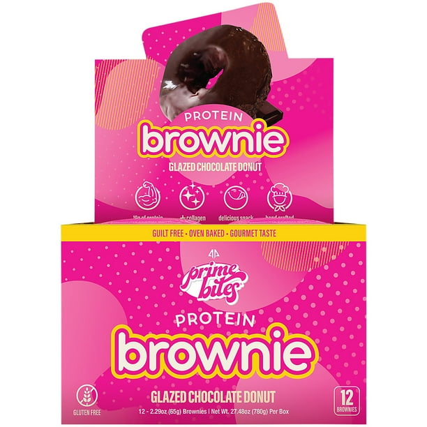 PrimeBites Protein Brownies Glazed Chocolate Donut (12 Brownies