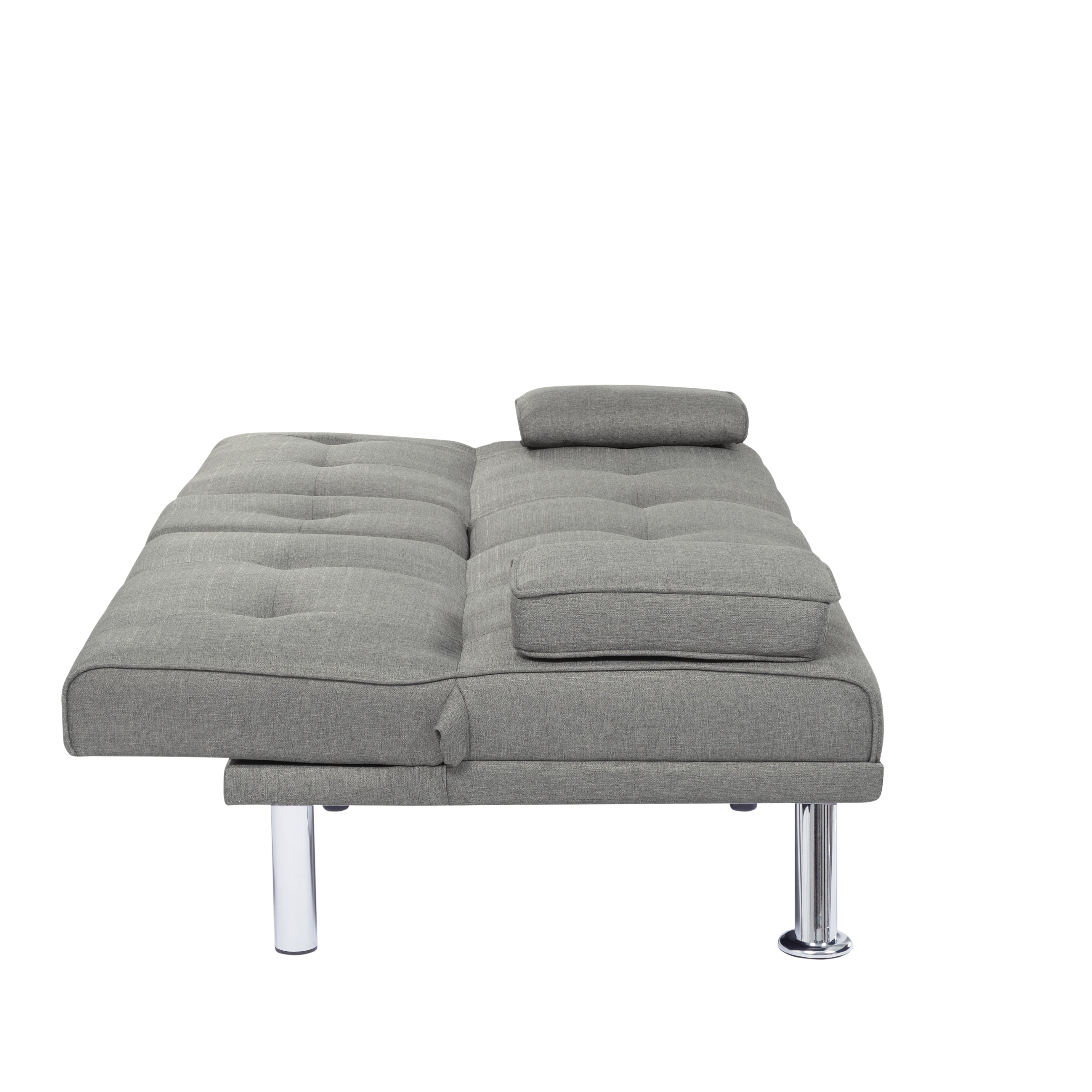 BSHTI 66.3 inch Futon Sleeper Sofa Bed,Twin Size Futon Sleeper,Light Gray Polyester Upholstery Sofa Bed,for your Home,Office,and Guest Room