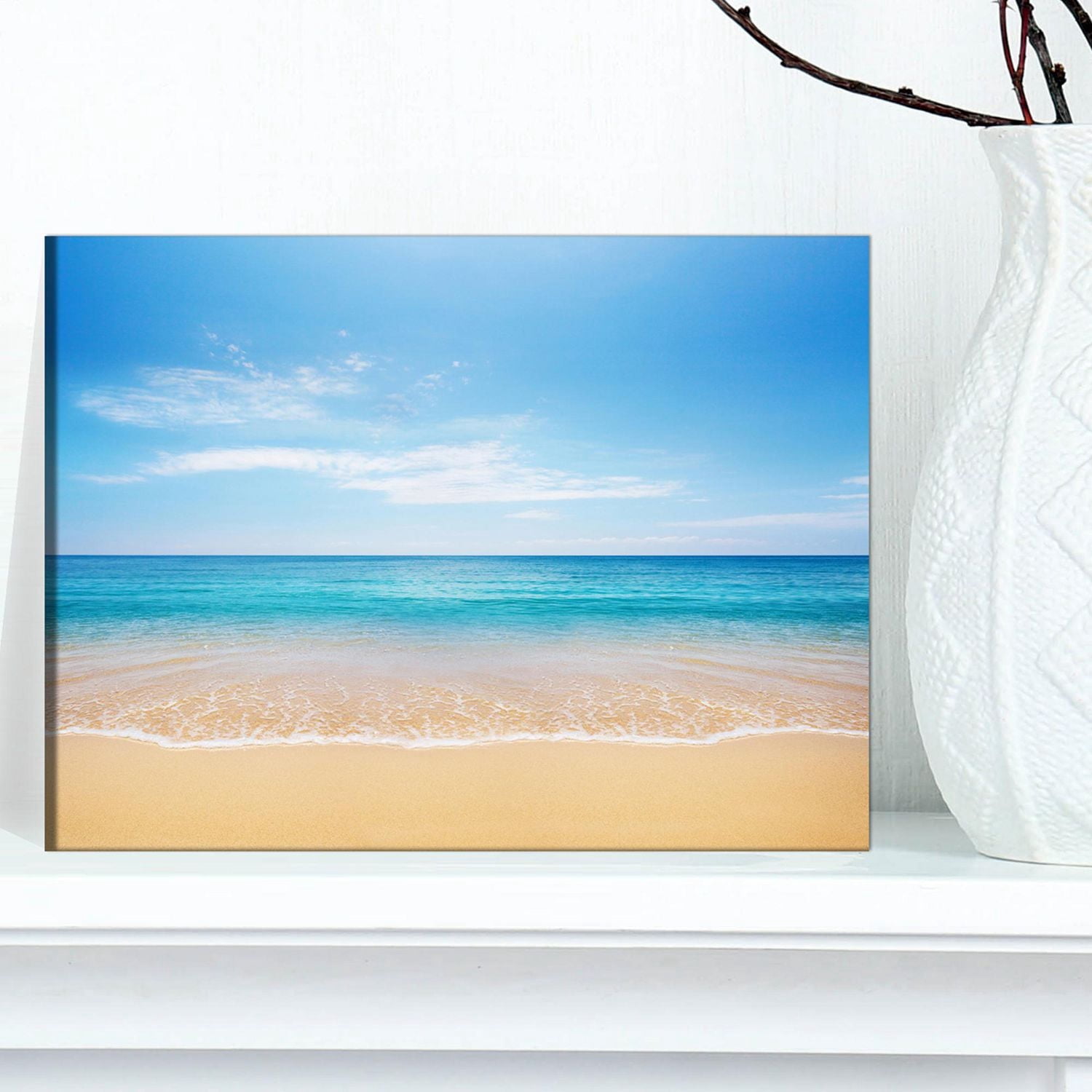 Designart Mer bleue calme et ciel Art mural sur toile