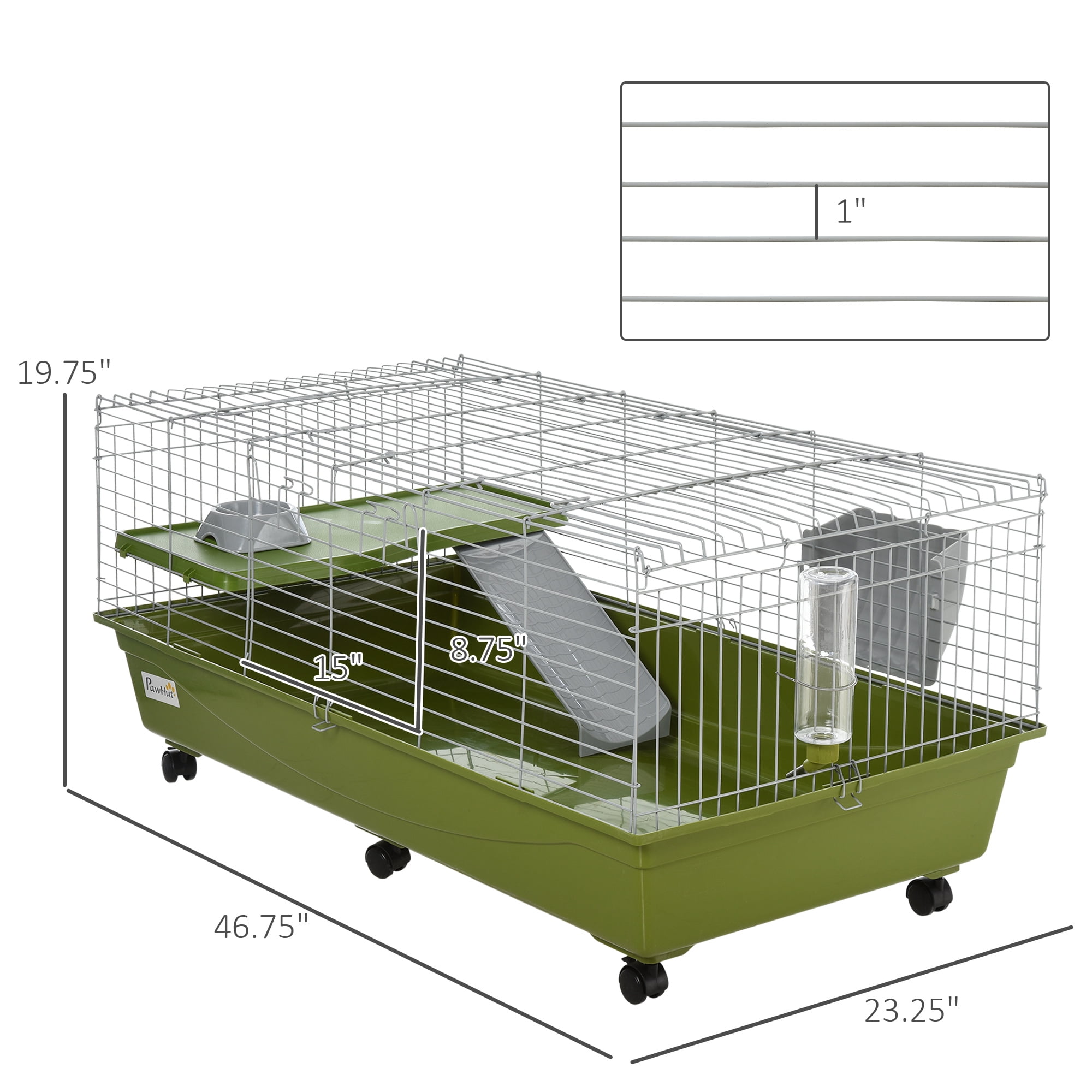 PawHut Small Animal Cage Chinchilla Guinea Pig Hutch Pet House w/ Platform