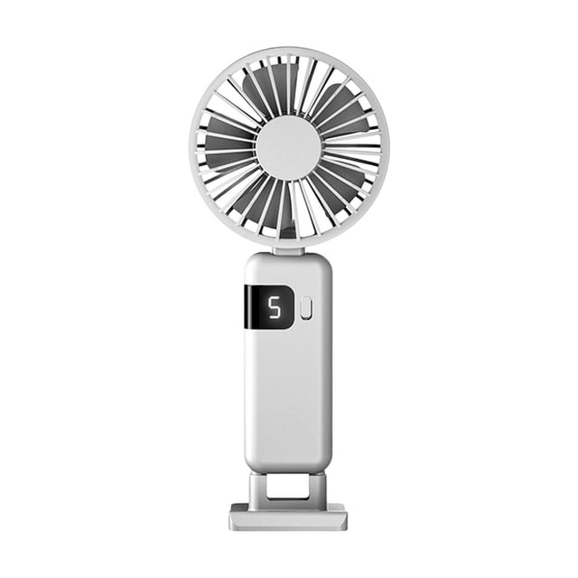 Ventilador de cuello colgante, mini ventilador de mano con 5 velocidades, refrigeración ajustable, ventilador de escritorio personal Blanco