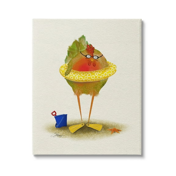 Stupell Fun Whimsical Bird Beach Tube Landscape Painting Gallery Wrapped Canvas Print Wall Art