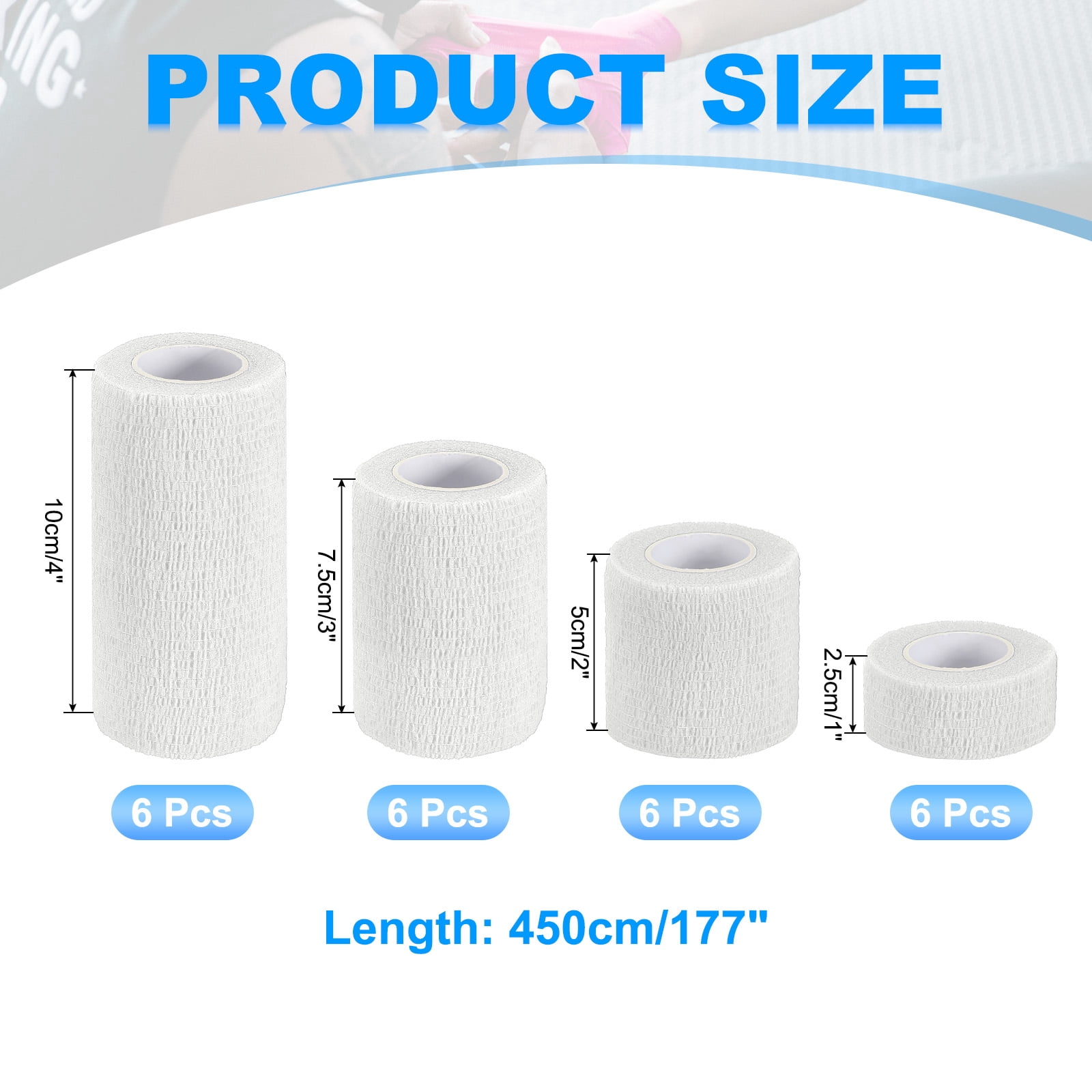 Uxcell Self Adhesive Bandage Wraps, Yard Elastic Self Breathable Self Adherent Wrap Tape for Stretch Athletic Sports White