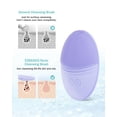 thumbnail image 3 of VoluVibe Facial Cleansing Brush Made with Ultra Hygienic Soft Silicone, Waterproof Sonic Vibrating Face Brush for Deep Cleansing, Gentle Massaging, Inductive Charging (Violet) 1 Pack+5 Speed Settings, 3 of 6