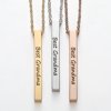 Personalized Planet Vertical 4-sided Bar 'Best Grandma' Engraved Family Name Necklace ,Women's