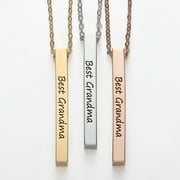 Personalized Planet Vertical 4-sided Bar 'Best Grandma' Engraved Family Name Necklace ,Women's