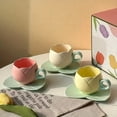 thumbnail image 2 of de Tulipán de Café de Cerámica con Forma de Flor de 300 Ml, Platillo para de Té, de Cerámica para Beber, de Tulipán,C, 2 of 5