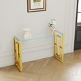 thumbnail image 4 of GZXS Modern Glass Console Table with Golden Stainless Steel Legs, 47 Inch Entryway Sofa Table for Living Room & Hallway, Easy to Assemble, 4 of 7