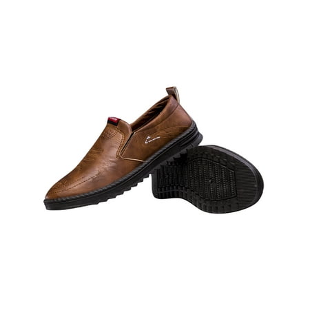 

Colisha Men Loafers Comfort Casual Shoes Slip On Flats Wedding Lightweight Dress Shoe Classic Brown 7