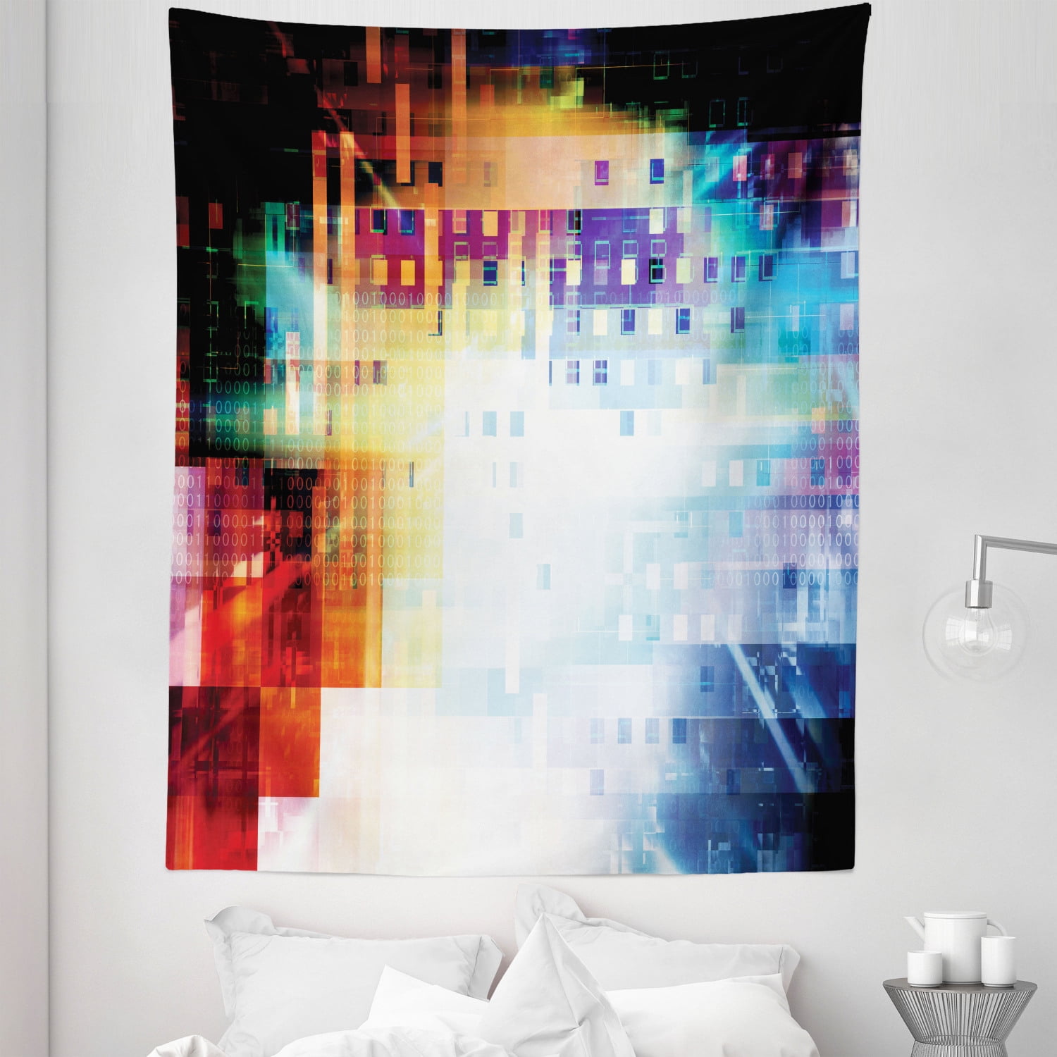Abstract Tapestry, Colorful Digital Artwork of Futuristic Shapes