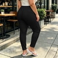 thumbnail image 4 of Njagoc3 Plus Size Womens Drawstring Jogger Pants | Elastic Waist Cropped Trousers with Side Pockets | Relaxed Fit for Fall Daily Wear & Lounge Activities，Black，XXL, 4 of 6
